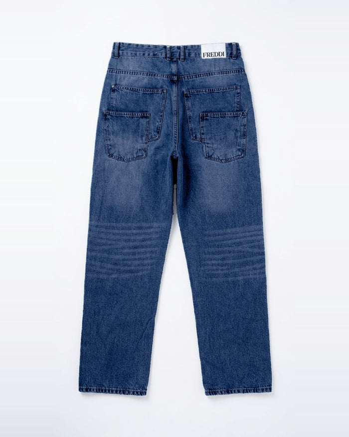 Indigo Straight Jeans, back